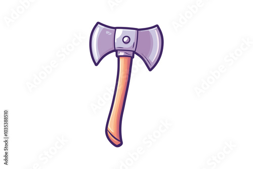 Hand-drawn axe cartoon vector icon concept Isolated Flat Vector Illustration clipart on a white background