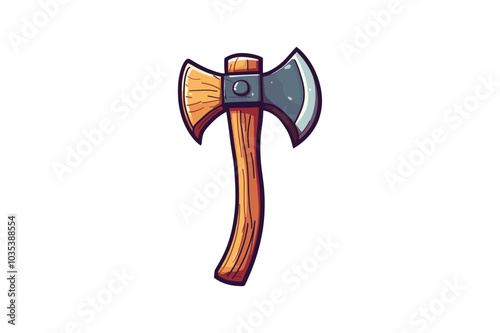 Hand-drawn axe cartoon vector icon concept Isolated Flat Vector Illustration clipart on a white background