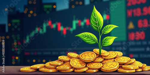 plant and coins