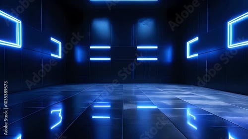 blue glowing neon frame