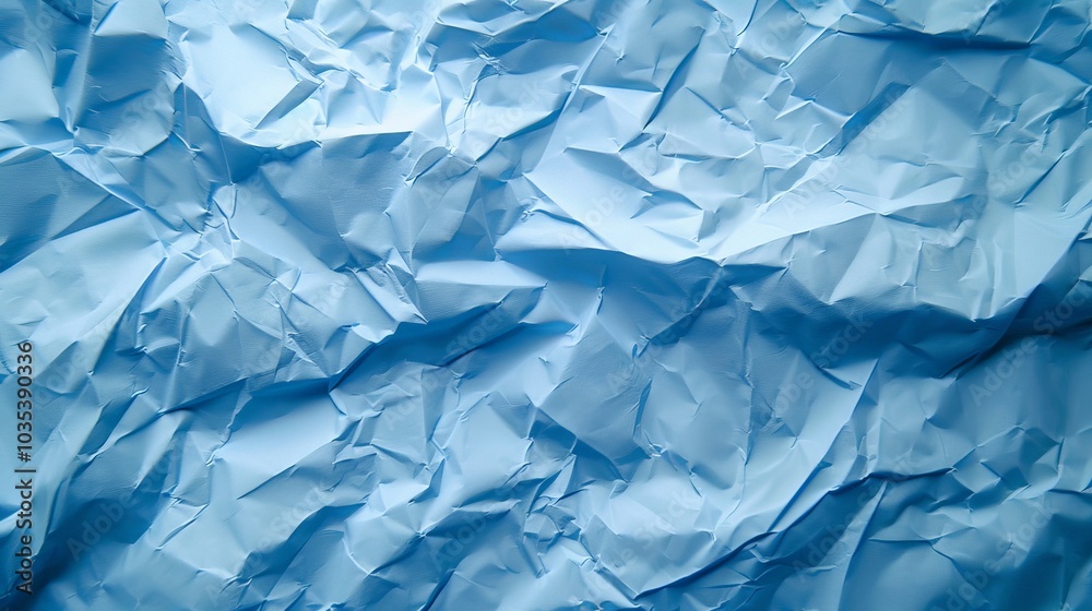 Obraz premium Sky blue paper with creases and folds for a simple, artistic background