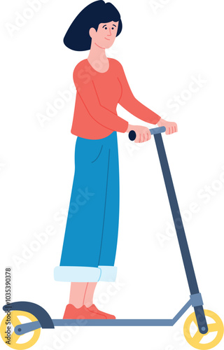 Woman on scooter. Urban street electric transport icon