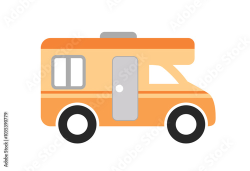 simple motorhome camper campervan icon side view transparent background