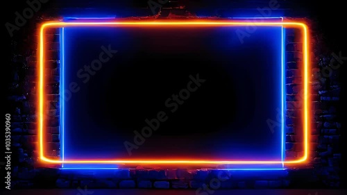 blue glowing neon frame
