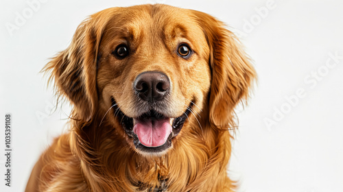 Happy dog with a pink tongue sticking out