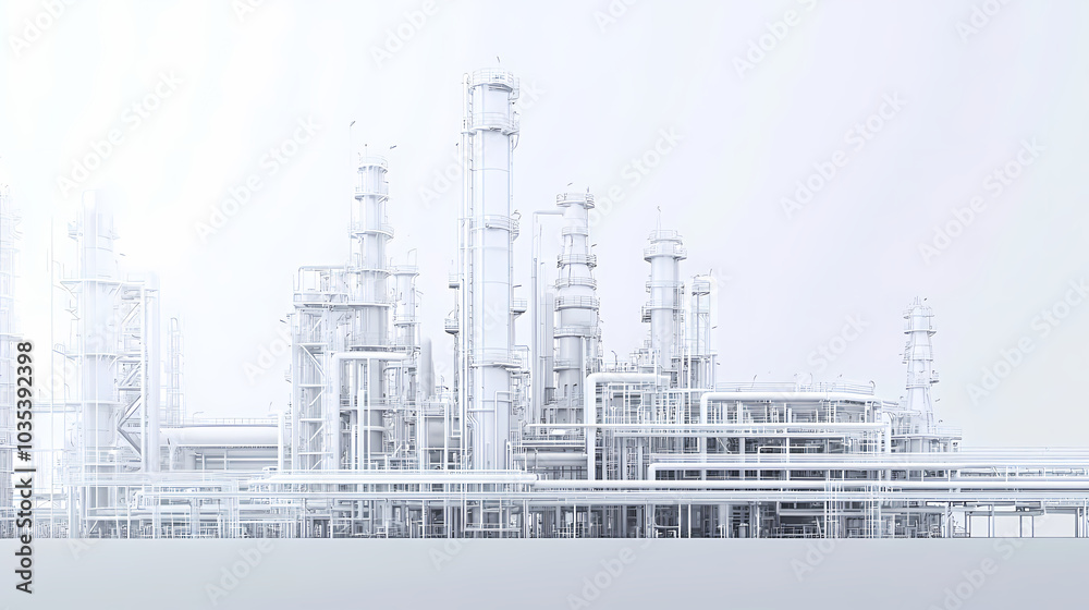 Obraz premium A horizontal banner with units for the oil industry. A 3D illustration of an architecture building based on imagination