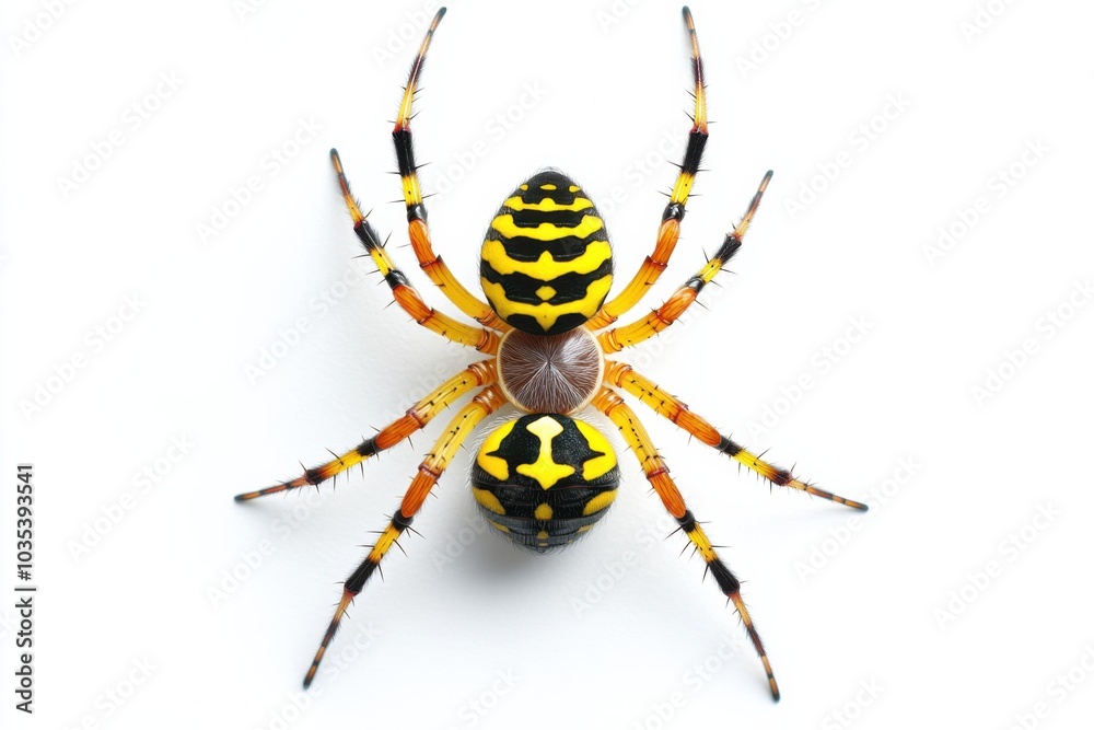 Bold Yellow and Black Wasp Spider on Web Bold Yellow and Black Wasp Spider on Web