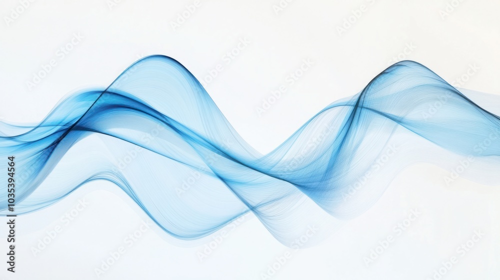 Abstract blue and white light trails, curving in a rhythmic wave on a white background, bright and smooth Abstract blue and white light trails, curving in a rhythmic wave on a white background, bright and smooth