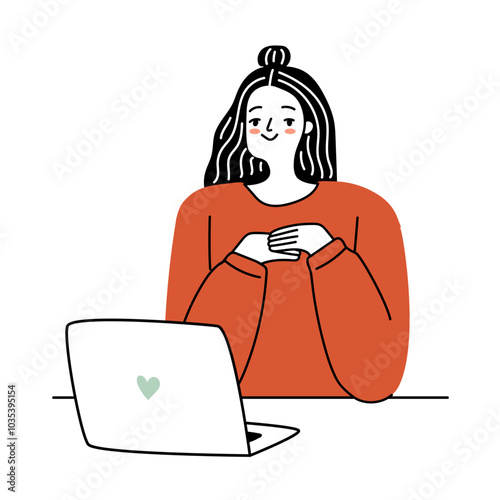 young office worker or student doodle illustration isolated