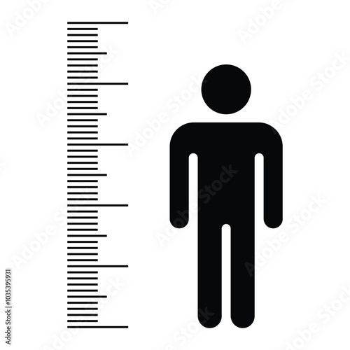 Body height vector icon. Meter, gauge illustration. Measuring a person's physical height. A tall or a short human.