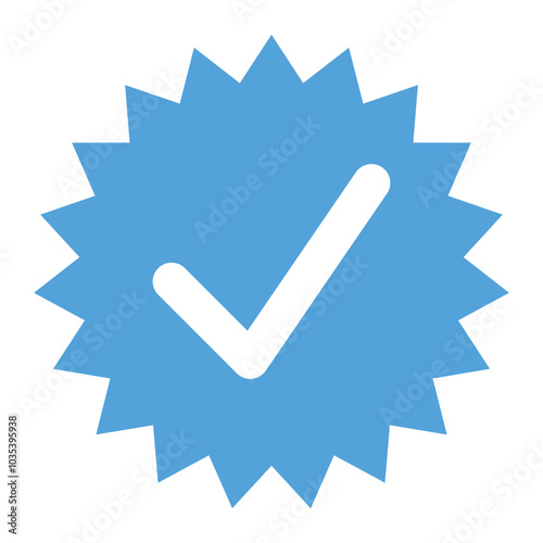 Blue tick. Check mark vector icon. Symbol of verification and certification on social media and network. Verified and certified official profile and account.