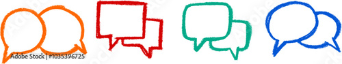 Dialog Speech Bubble Icon Crayon Chalk Drawing Vector Set