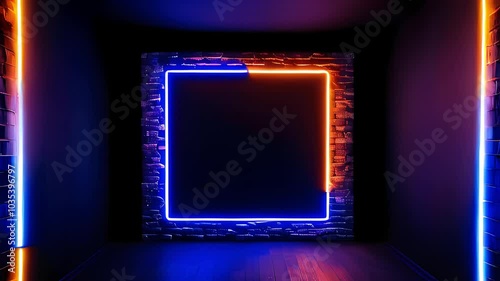 blue glowing neon frame