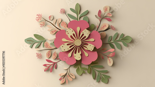 Cutter Flower logo 3d vector papercut photo