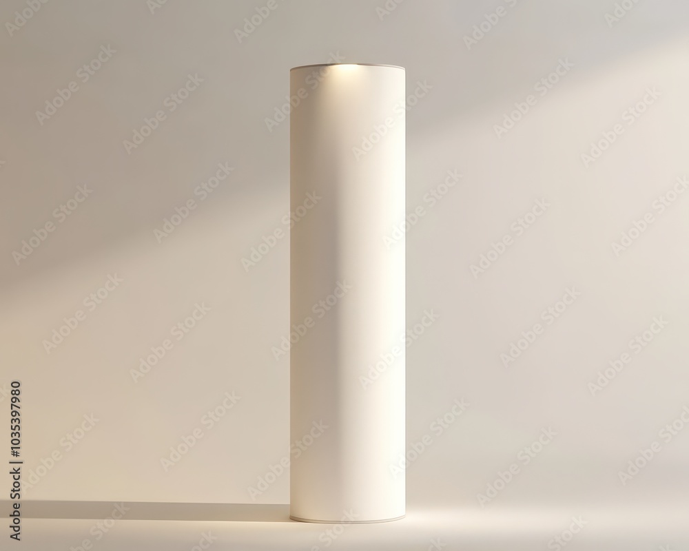 Totem. Clean Empty Round Cylinder Product Display in Plastic Totem. Clean Empty Round Cylinder Product Display in Plastic
