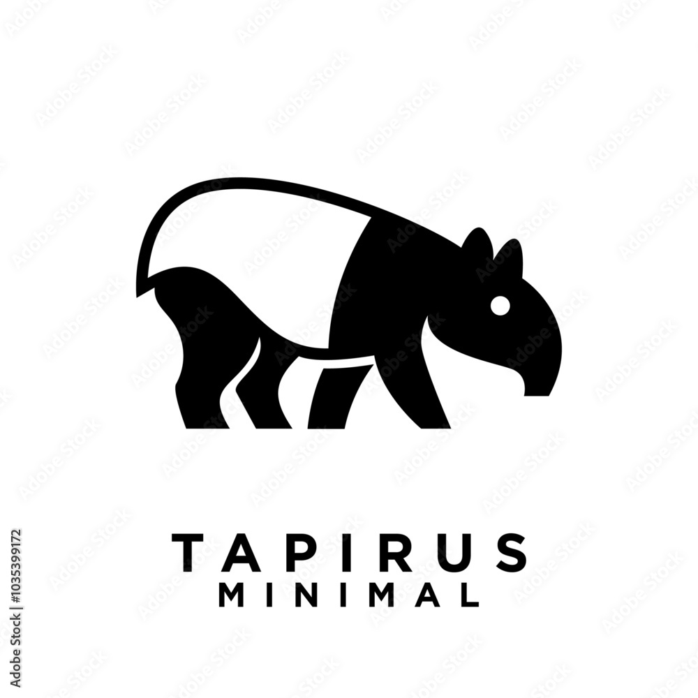 Tapirus line black logo icon design illustration Tapirus line black logo icon design illustration
