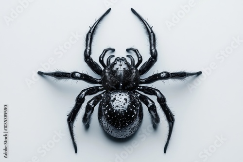 Deadly Glossy Black Spider with Enhanced Chelicerae