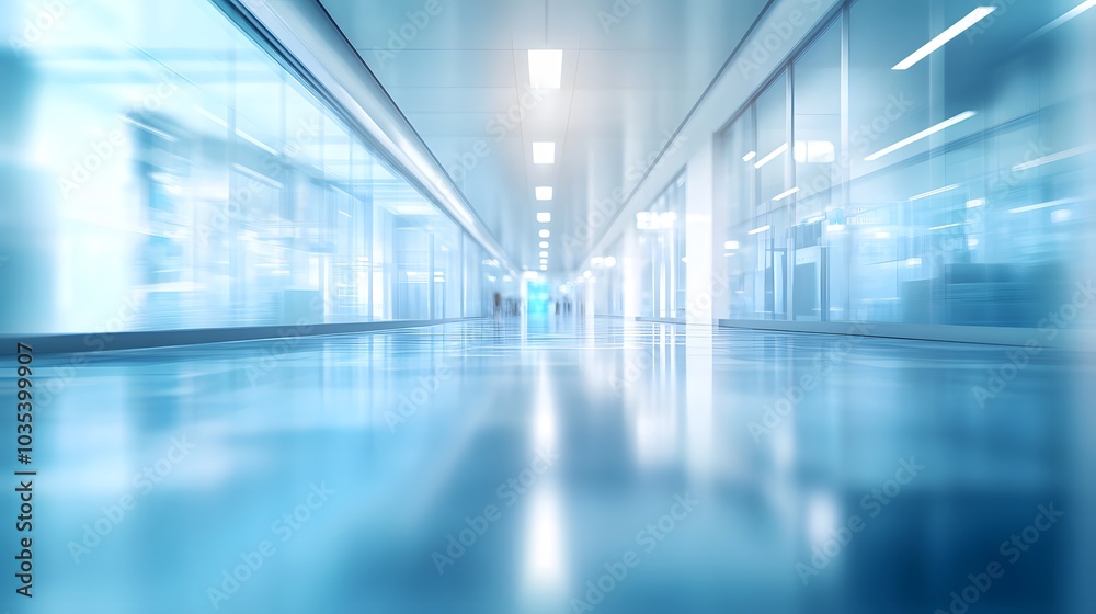 abstract defocused blurred technology space background, empty business corridor or shopping mall. Medical and hospital corridor defocused background with modern laboratory . abstract defocused blurred technology space background, empty business corridor or shopping mall. Medical and hospital corridor defocused background with modern laboratory .
