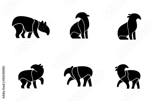 Tapirus line black logo icon design illustration