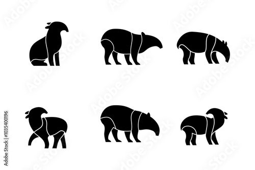 Tapirus line black logo icon design illustration