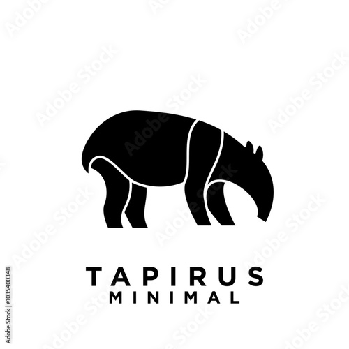 Tapirus line black logo icon design illustration