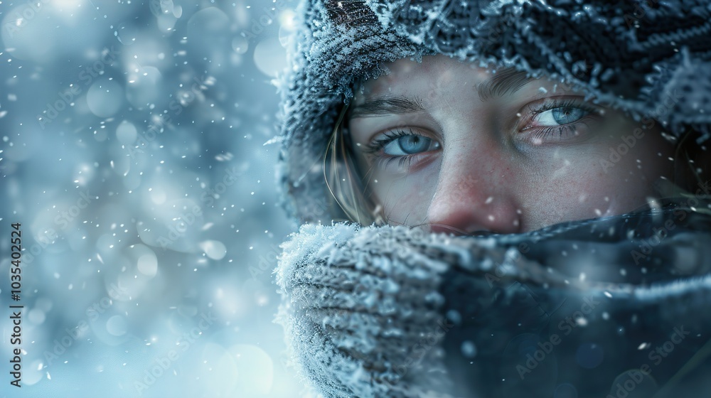 Woman in Winter Wonderland: A Cold and Beautiful Portrait Woman in Winter Wonderland: A Cold and Beautiful Portrait