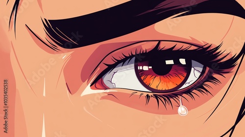 A close-up of an expressive eye with a tear, showcasing deep emotions.