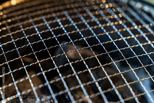 Korean charcoal grill and charcoal in the restaurant photo