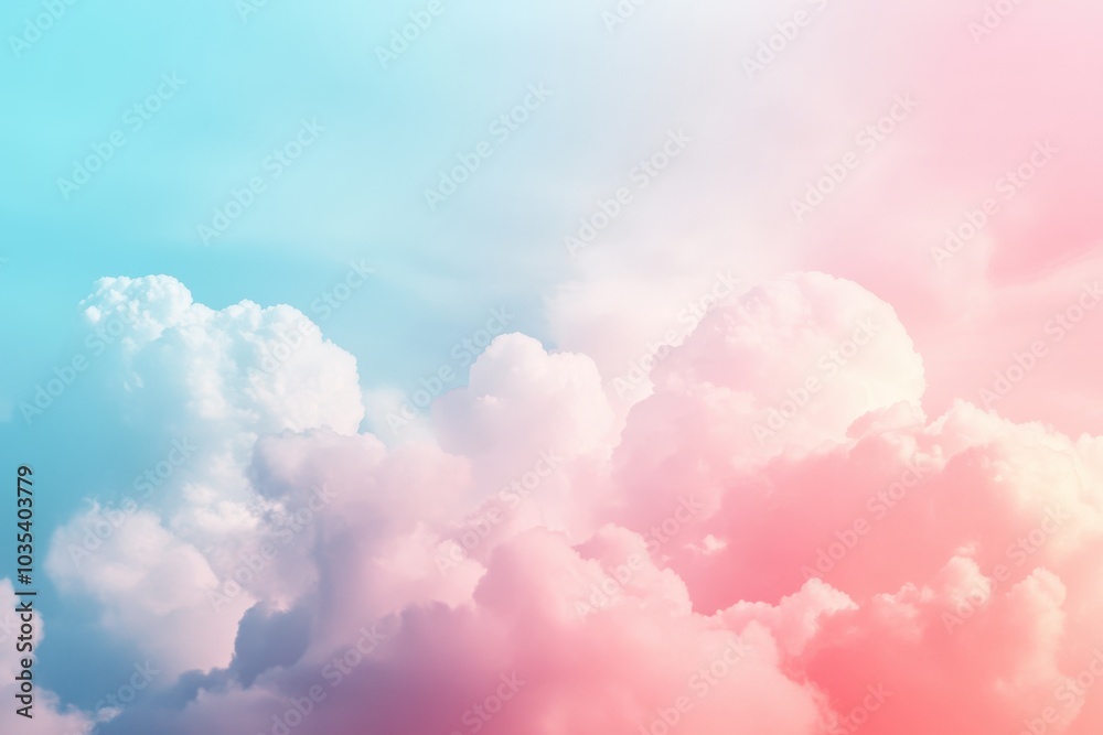 Pastel Pink and Blue Sky with Fluffy White Clouds Pastel Pink and Blue Sky with Fluffy White Clouds