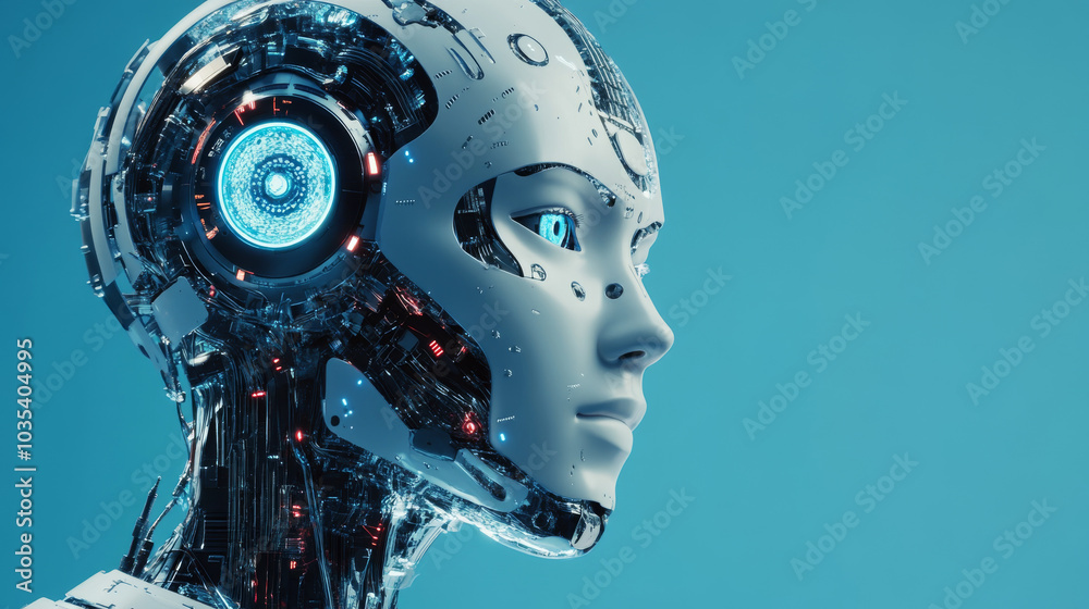 A landing page design for artificial intelligence and machine learning, featuring a banner that highlights AI concepts like chatbots and digital assistants. The graphic includes a cyber robot engaged A landing page design for artificial intelligence and machine learning, featuring a banner that highlights AI concepts like chatbots and digital assistants. The graphic includes a cyber robot engaged