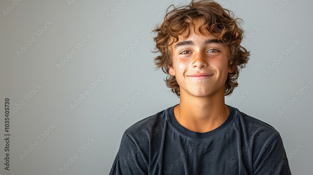 Portrait of young handsome teenage boy against a white background Portrait of young handsome teenage boy against a white background