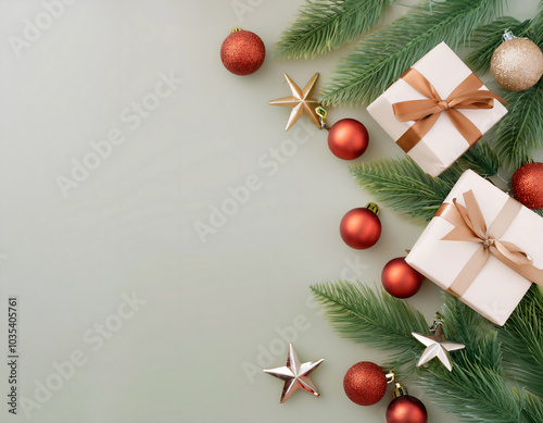 christmas background with branches and decorations