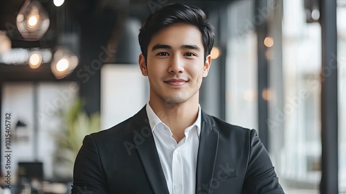 Confident Young Man in Modern Office Setting