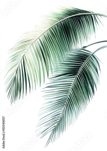 Watercolor Palm Leaf Illustration, tropical, botanical