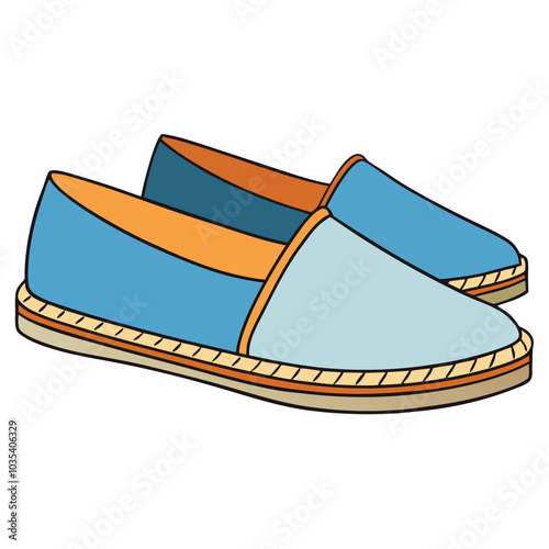 espadrilles shoes. Vector Illustration isolated on white background woman man unisex shoes 