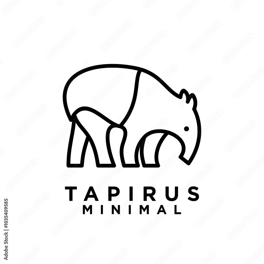 Tapirus line black logo icon design illustration Tapirus line black logo icon design illustration