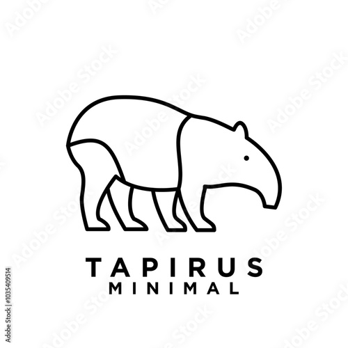Tapirus line black logo icon design illustration