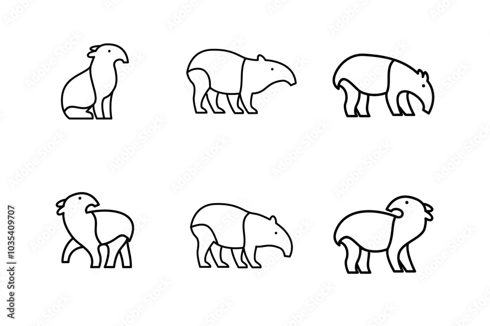 Tapirus line black logo icon design illustration Tapirus line black logo icon design illustration