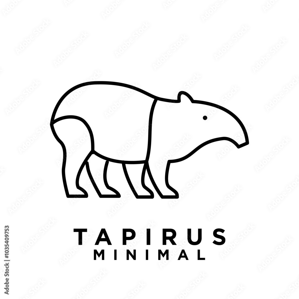Tapirus line black logo icon design illustration Tapirus line black logo icon design illustration