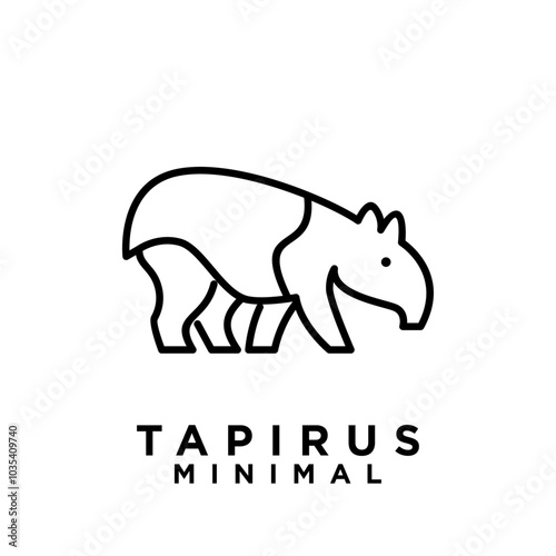 Tapirus line black logo icon design illustration