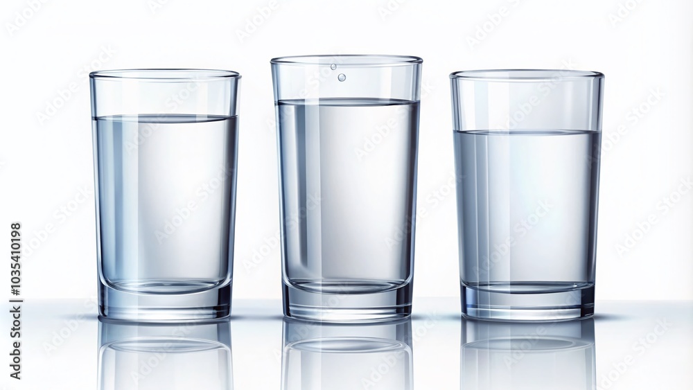 Glasses for Drinks: Full, Half-Filled, and Empty Vector Illustration for Beverage Concepts Glasses for Drinks: Full, Half-Filled, and Empty Vector Illustration for Beverage Concepts