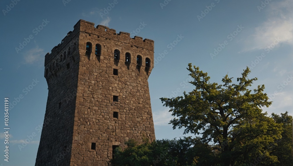 A captivating archer tower overlooking a valley A captivating archer tower overlooking a valley