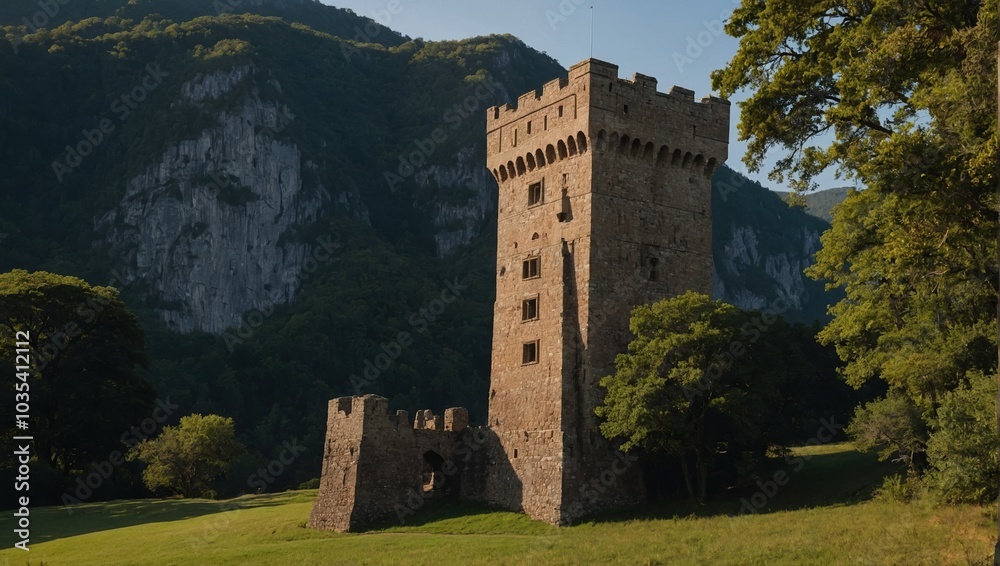 A captivating archer tower with weathered stones and charm A captivating archer tower with weathered stones and charm