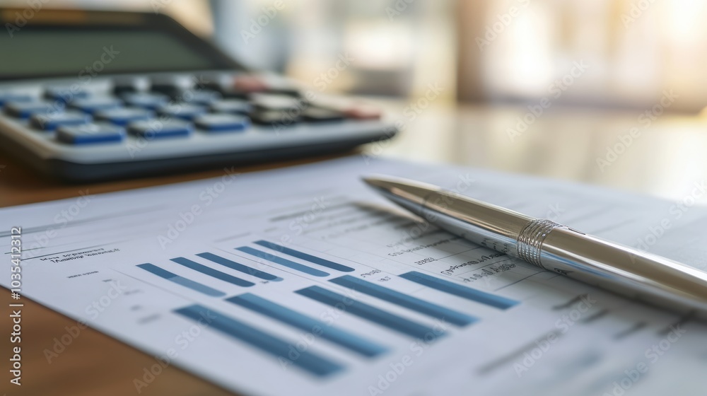 Financial Reports with Calculator and Silver Pen Financial Reports with Calculator and Silver Pen