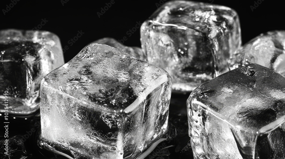 Close-up view of square ice cubes on a lit circle, isolated against a black background.
Close-up view of square ice cubes on a lit circle, isolated against a black background.