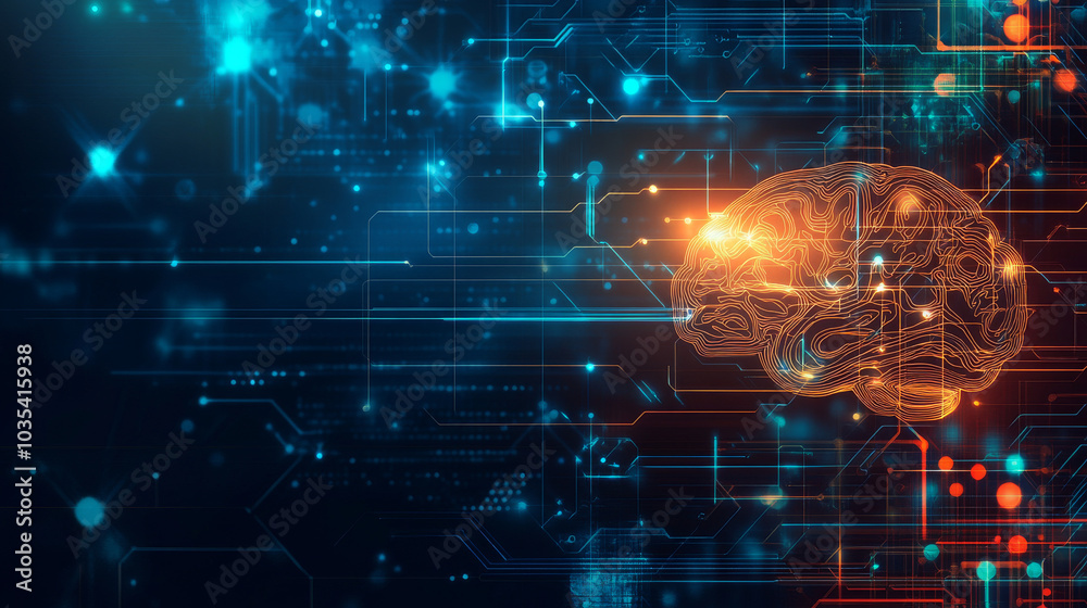 Conceptual background showcasing artificial intelligence and deep learning, featuring a human brain integrated with technological elements, presented in a 3D illustration banner.
Conceptual background showcasing artificial intelligence and deep learning, featuring a human brain integrated with technological elements, presented in a 3D illustration banner.