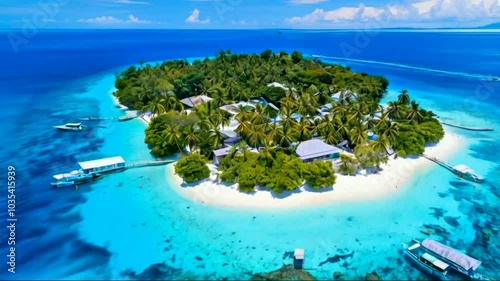 Himokilan Island, Leyte Island, Philippines. Tropical island with a village and a white beach. Tropical island with a white sandy beach, top view.
By Alex Traveler