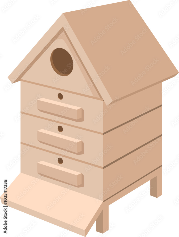 Beehive icon. Cartoon wooden apiary bee house Beehive icon. Cartoon wooden apiary bee house