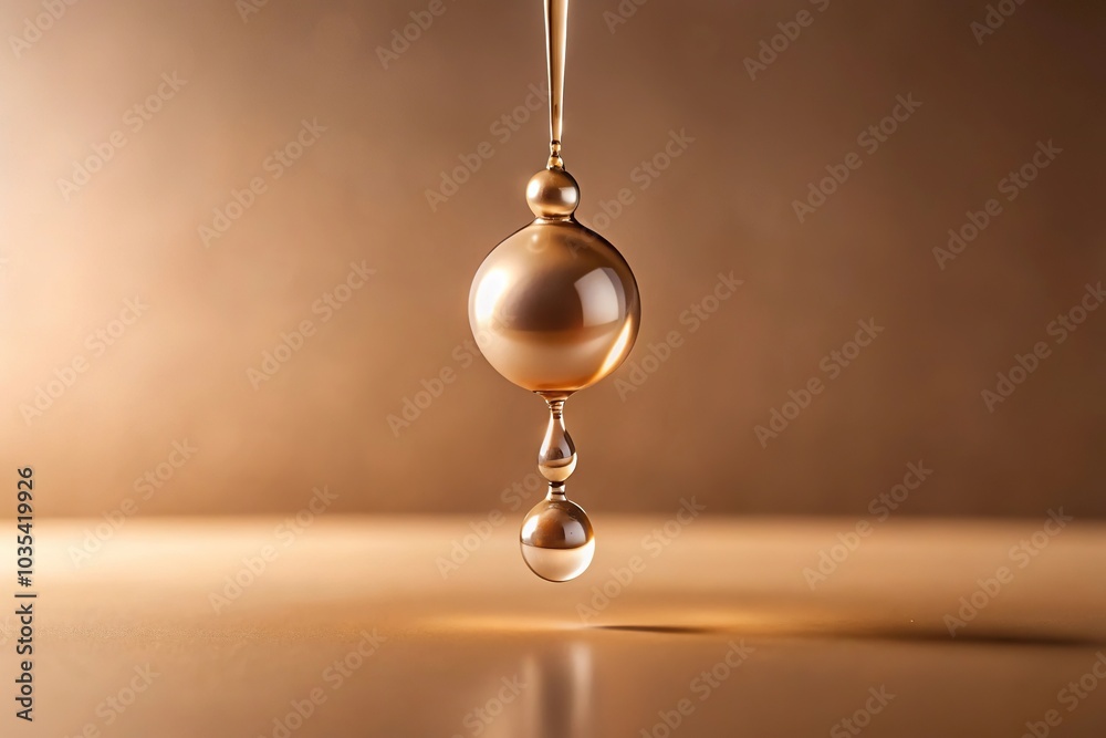 Close-up of a single dripping bead on a plain beige background, detail, bead, beige Close-up of a single dripping bead on a plain beige background, detail, bead, beige