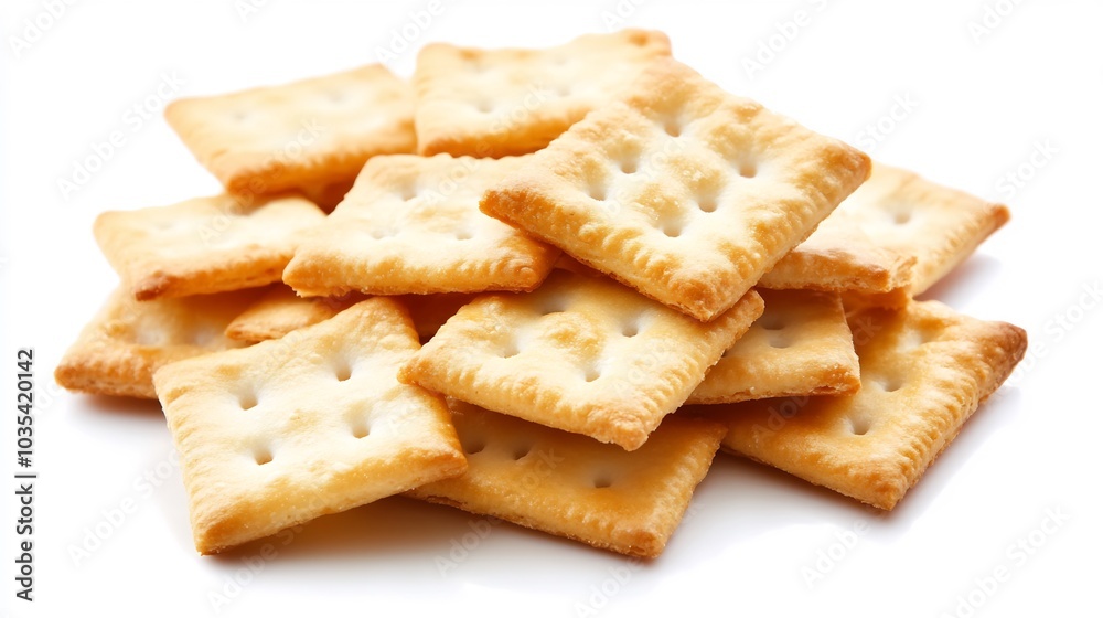 Pile of Crispy Crackers Isolated on White Background Pile of Crispy Crackers Isolated on White Background